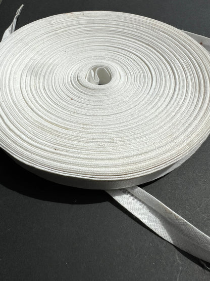 Large Roll Vintage Double Fold 12mm White Cotton Bias Binding