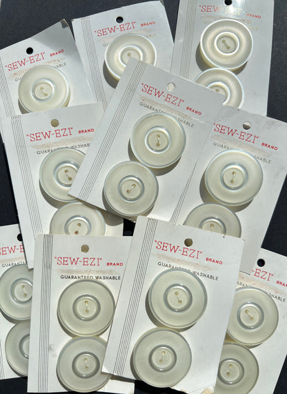 10 Cards of 2 BIG 3.2cm Creamy White Vintage Lucite Buttons