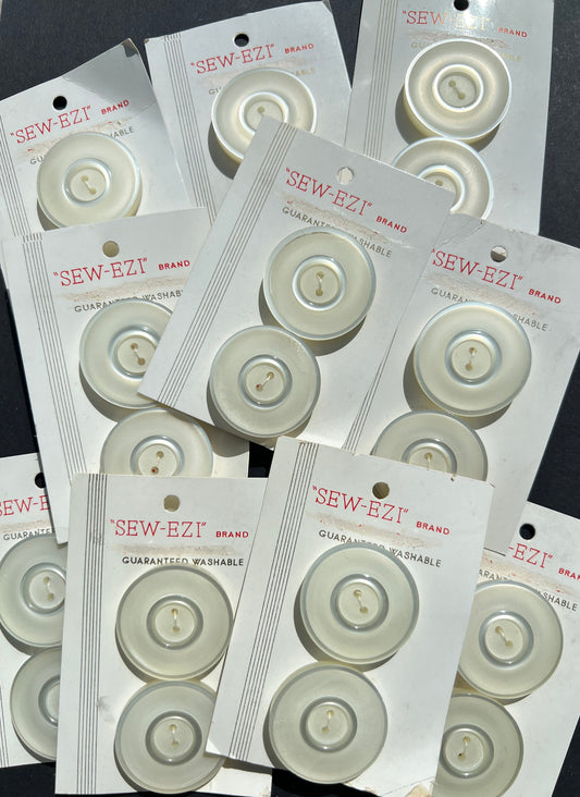 10 Cards of 2 BIG 3.2cm Creamy White Vintage Lucite Buttons