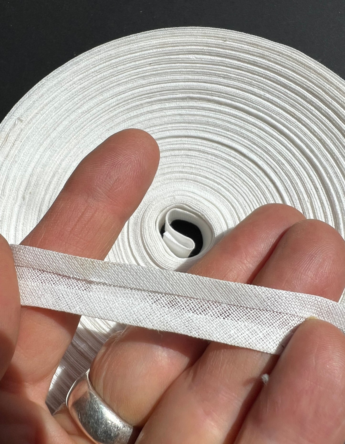 Large Roll Vintage Double Fold 12mm White Cotton Bias Binding