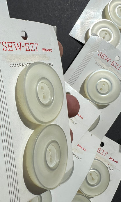 10 Cards of 2 BIG 3.2cm Creamy White Vintage Lucite Buttons