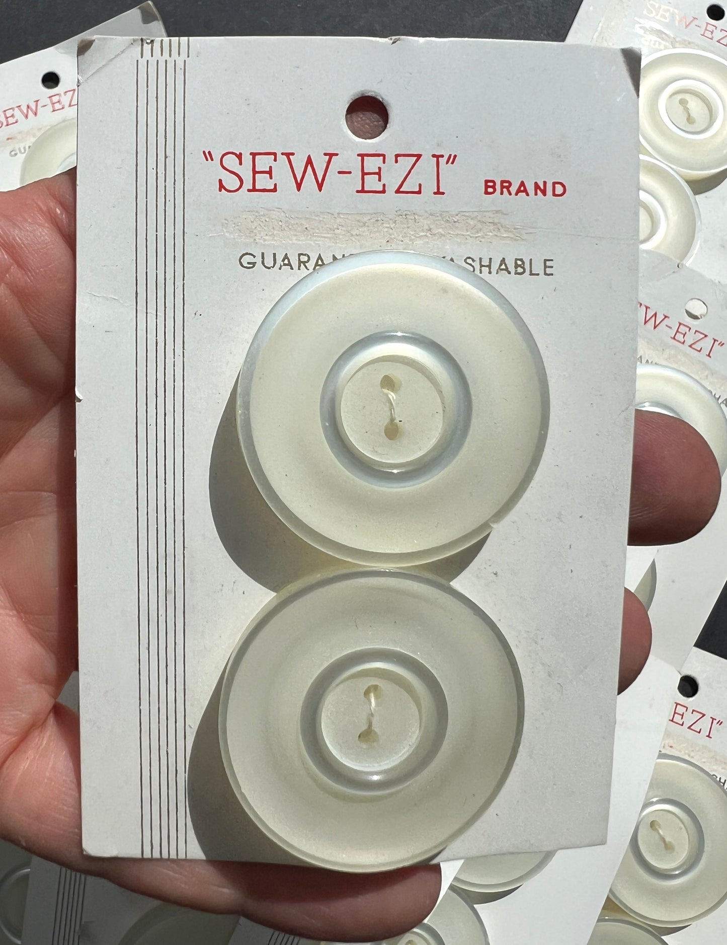 10 Cards of 2 BIG 3.2cm Creamy White Vintage Lucite Buttons