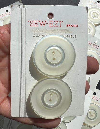 10 Cards of 2 BIG 3.2cm Creamy White Vintage Lucite Buttons