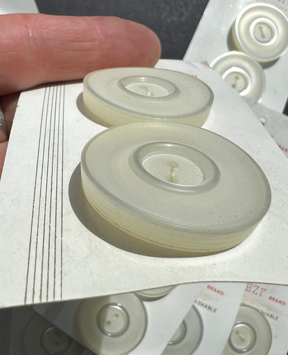 10 Cards of 2 BIG 3.2cm Creamy White Vintage Lucite Buttons