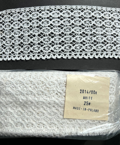 25m of 8cm wide Intricate Vintage White Cotton Trim