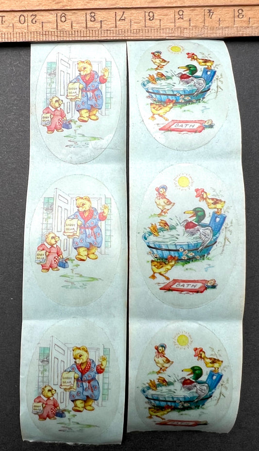 6 Delightful 1950s Bathtime Stickers for Babies