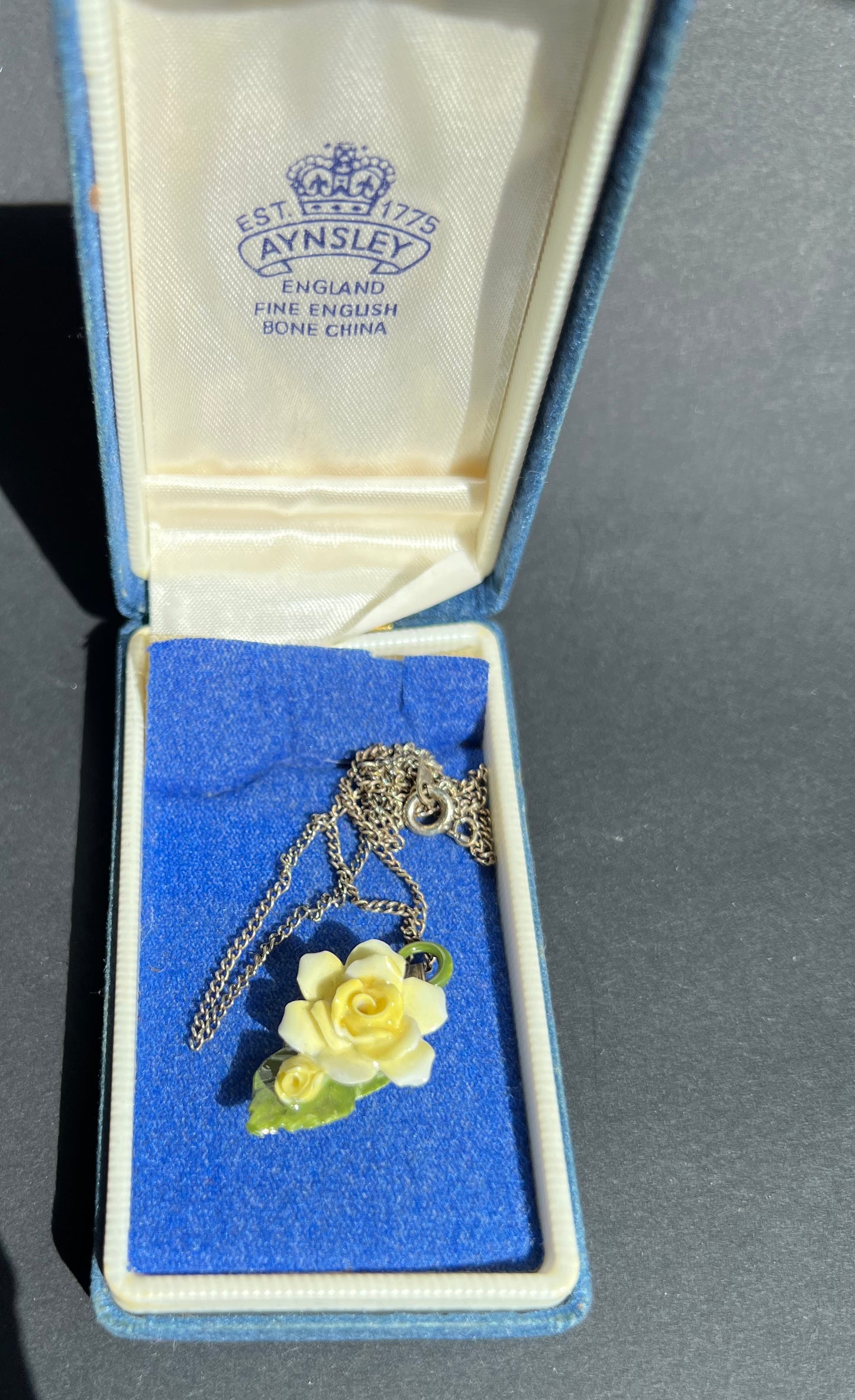 Vintage Aynsley Fine Bone China Flower Necklace in Box