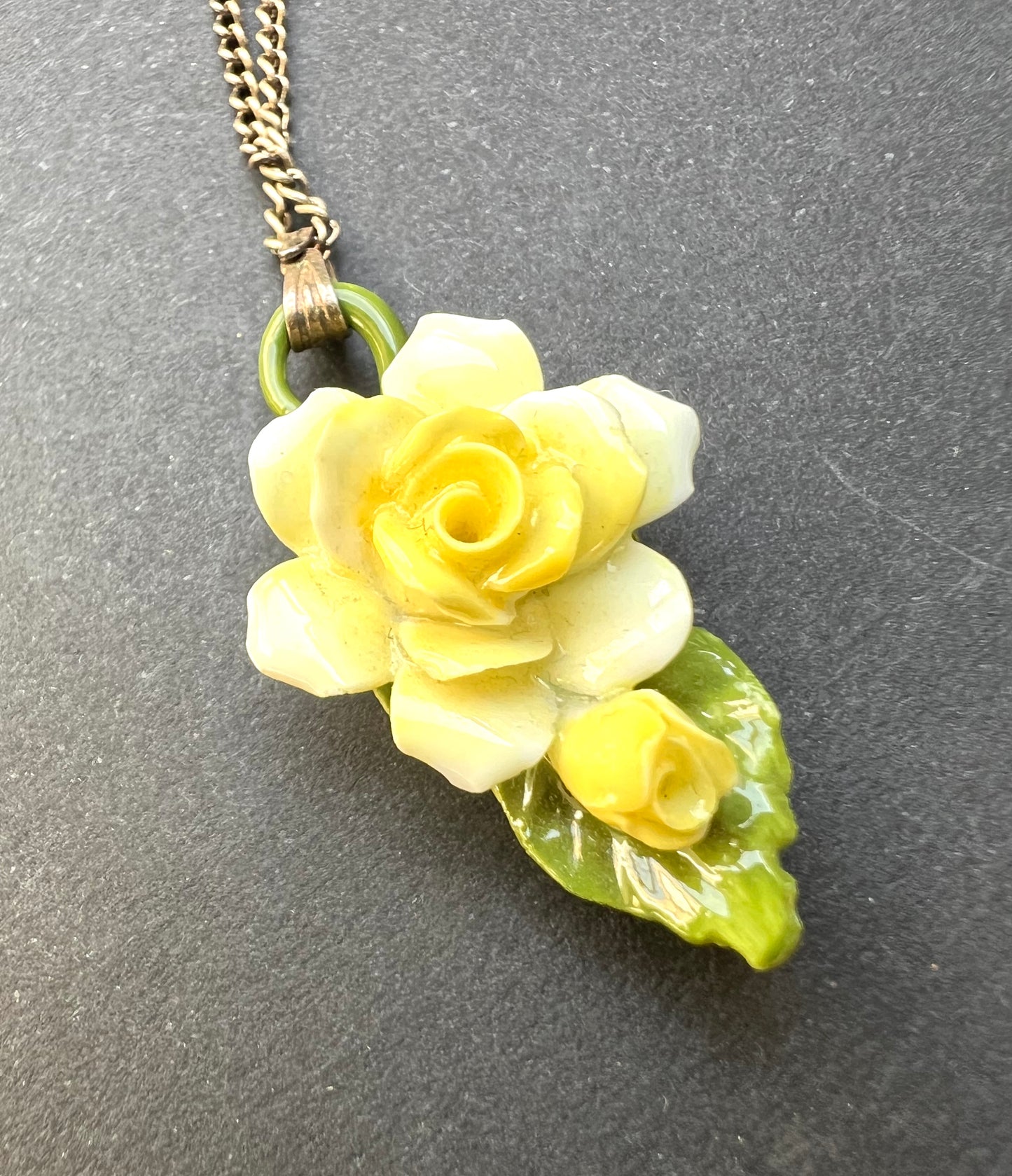 Vintage Aynsley Fine Bone China Flower Necklace in Box