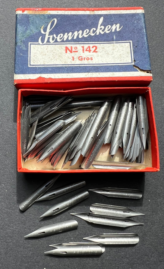 Vintage Box of 1 gross German Metal Fountain Pen Nibs - 27 x 4mm