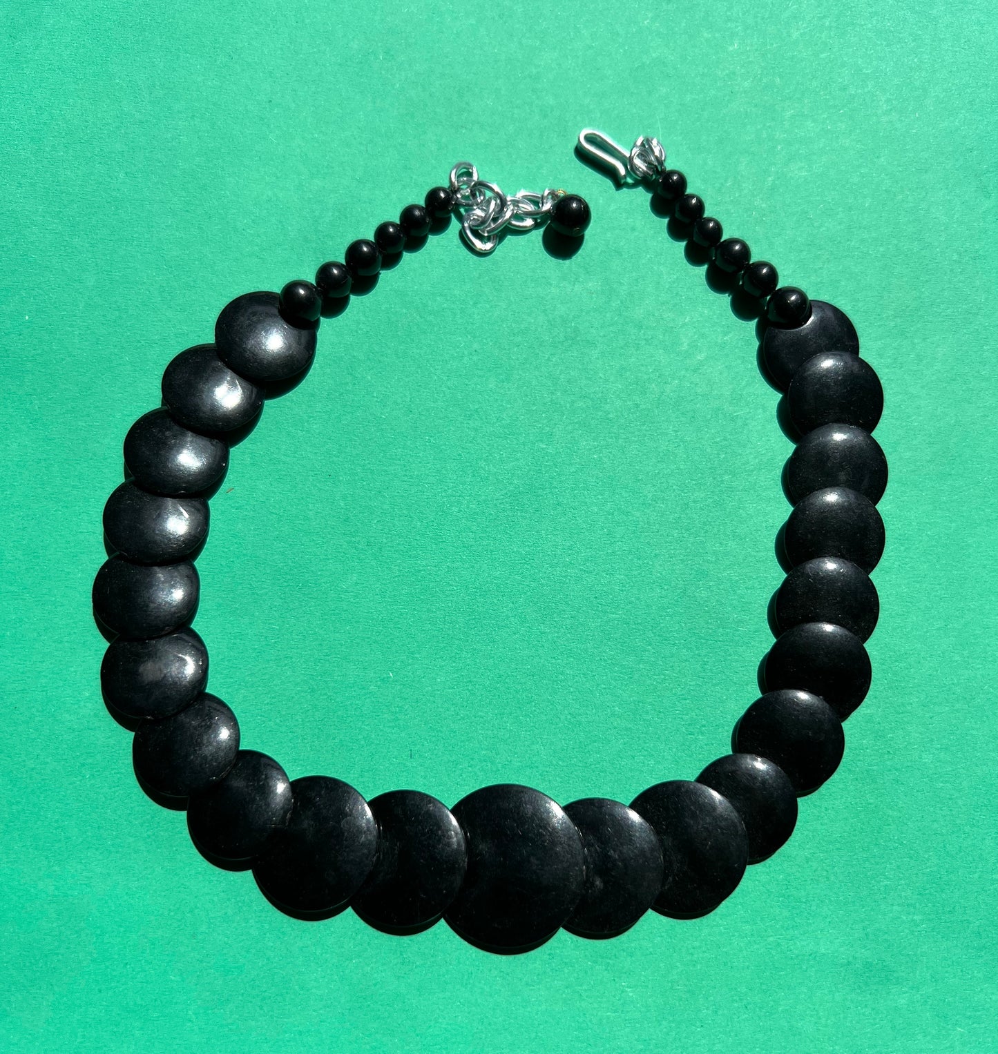 Interesting Vintage Black Overlapping Circles Necklace