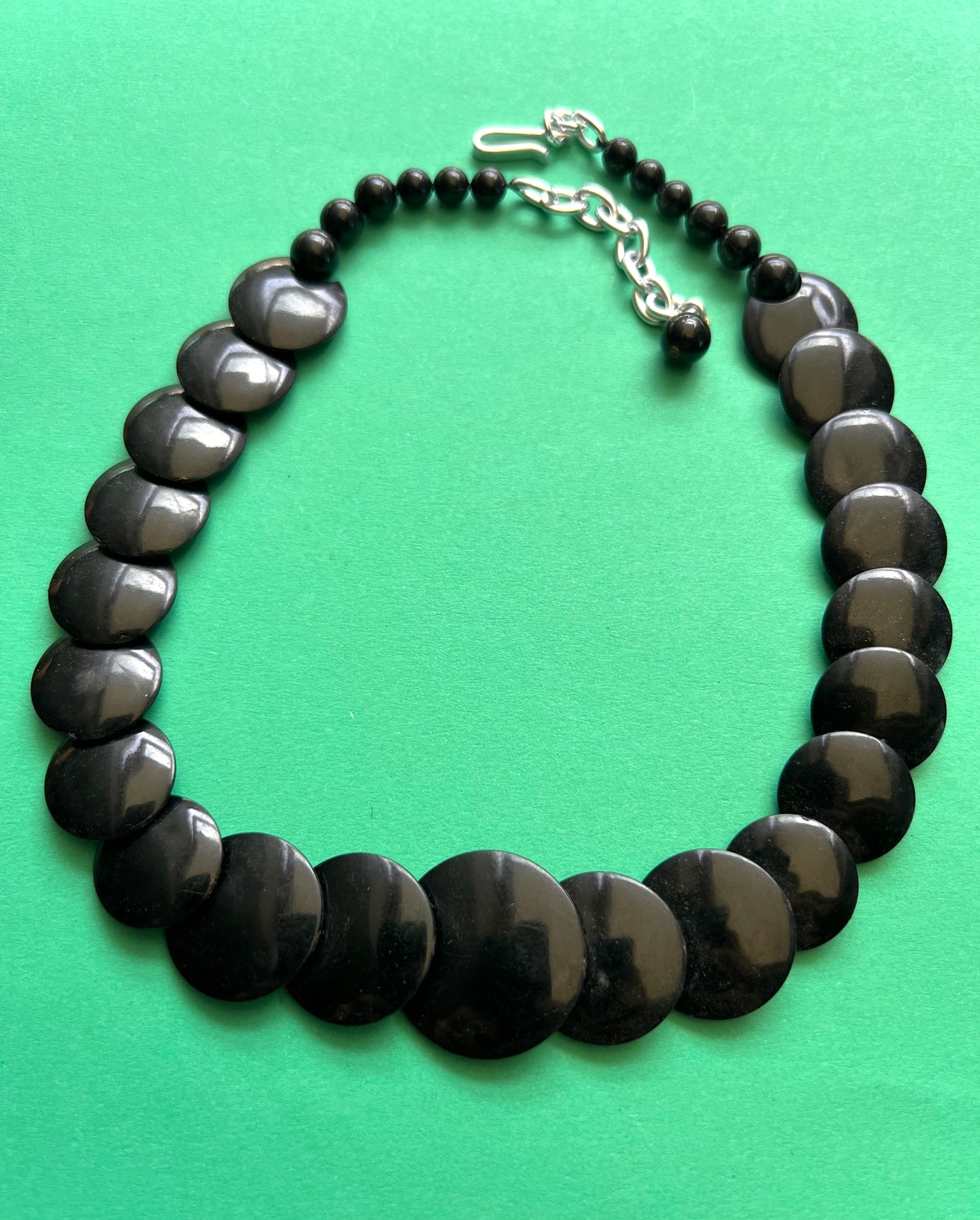 Interesting Vintage Black Overlapping Circles Necklace