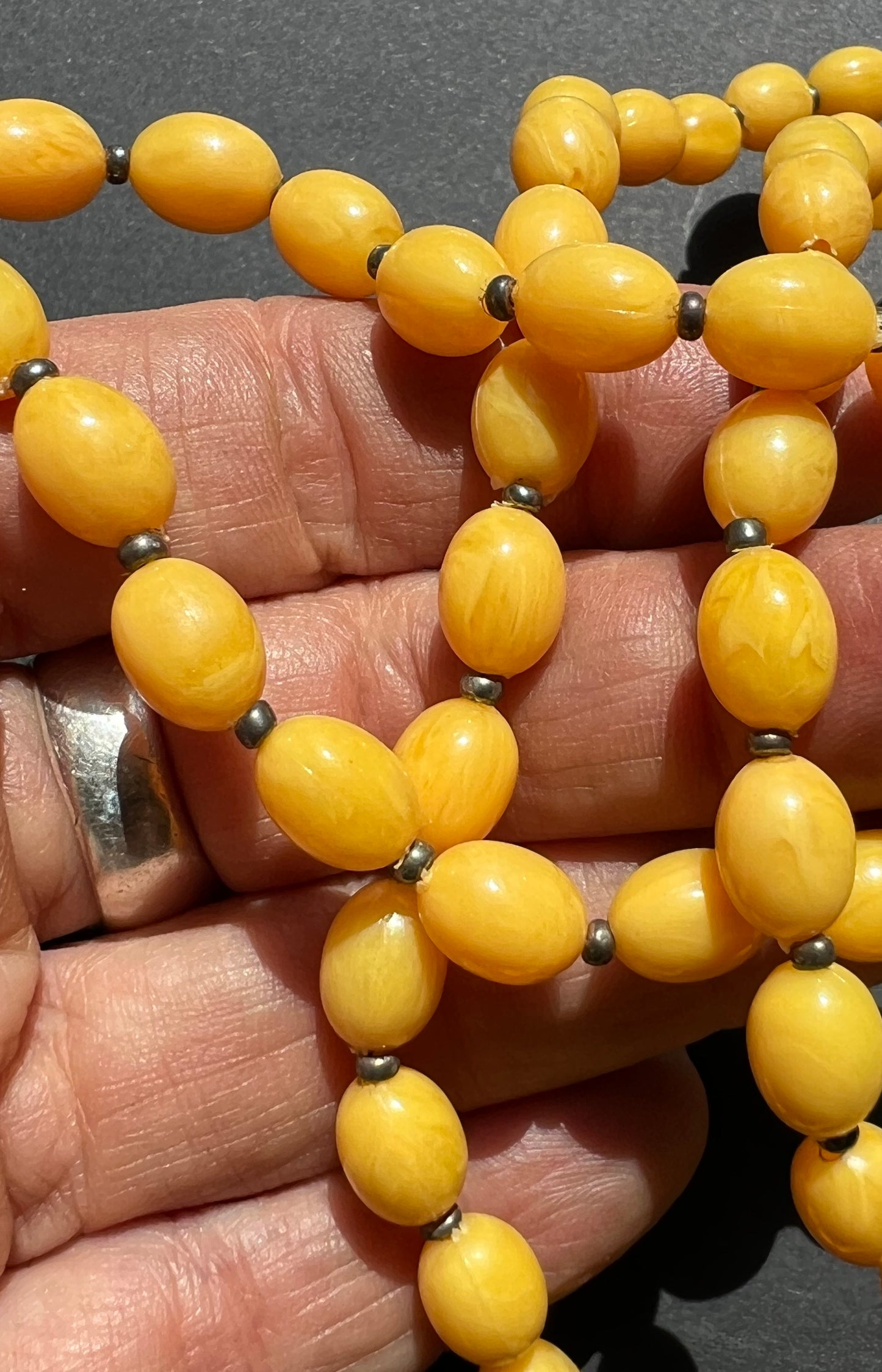 Glowing Golden Yellow Vintage Lucite Bead Necklace