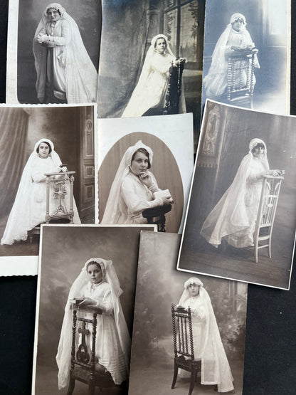 8 French 1930s First Communion Photos.