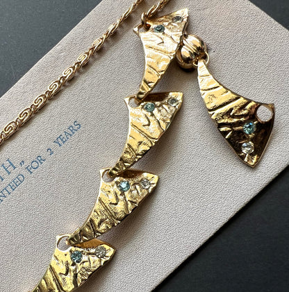 Rather Striking Mid Century Necklace and Clip On Earrings Set