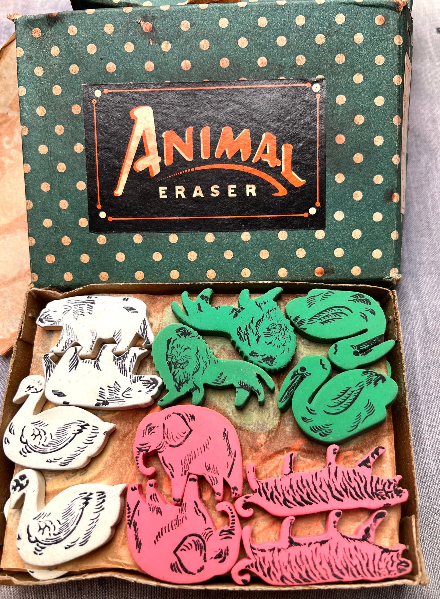 Wholesale Box of 48 Made in Japan 1950s Animal Erasers