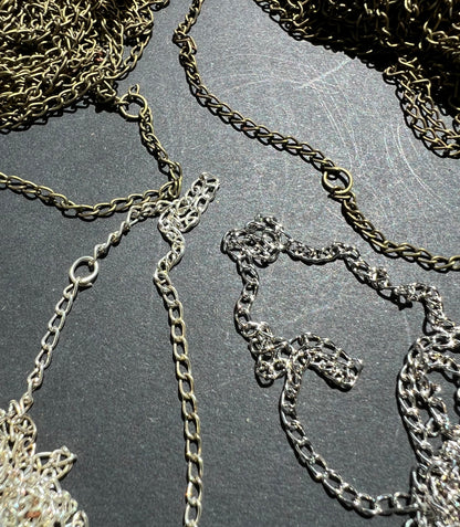 4 Bundles of Bronze and Silver Tone Chains for jewellery making