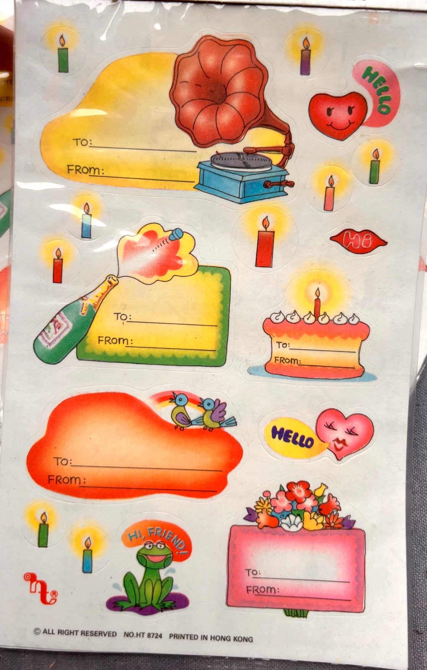 5 Sheets of 1970s Present Stickers