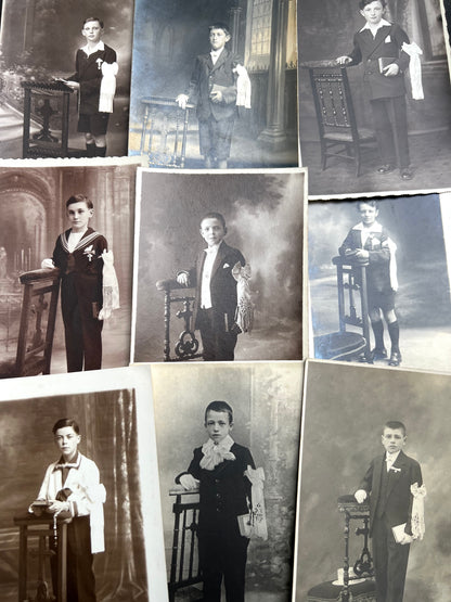 9 Photos of French Boys  First Communion in the 1930s.