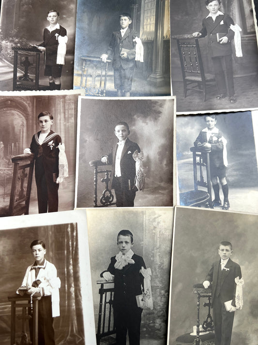 9 Photos of French Boys  First Communion in the 1930s.