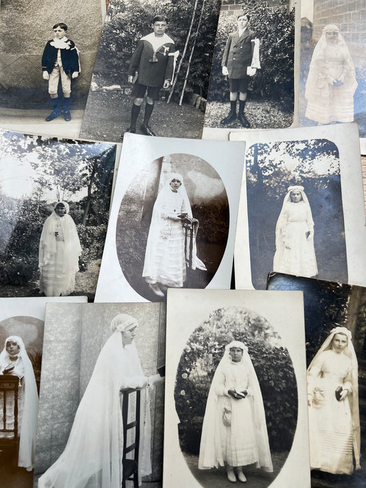 11 Outside Photos of 1930s French Children's First Communion
