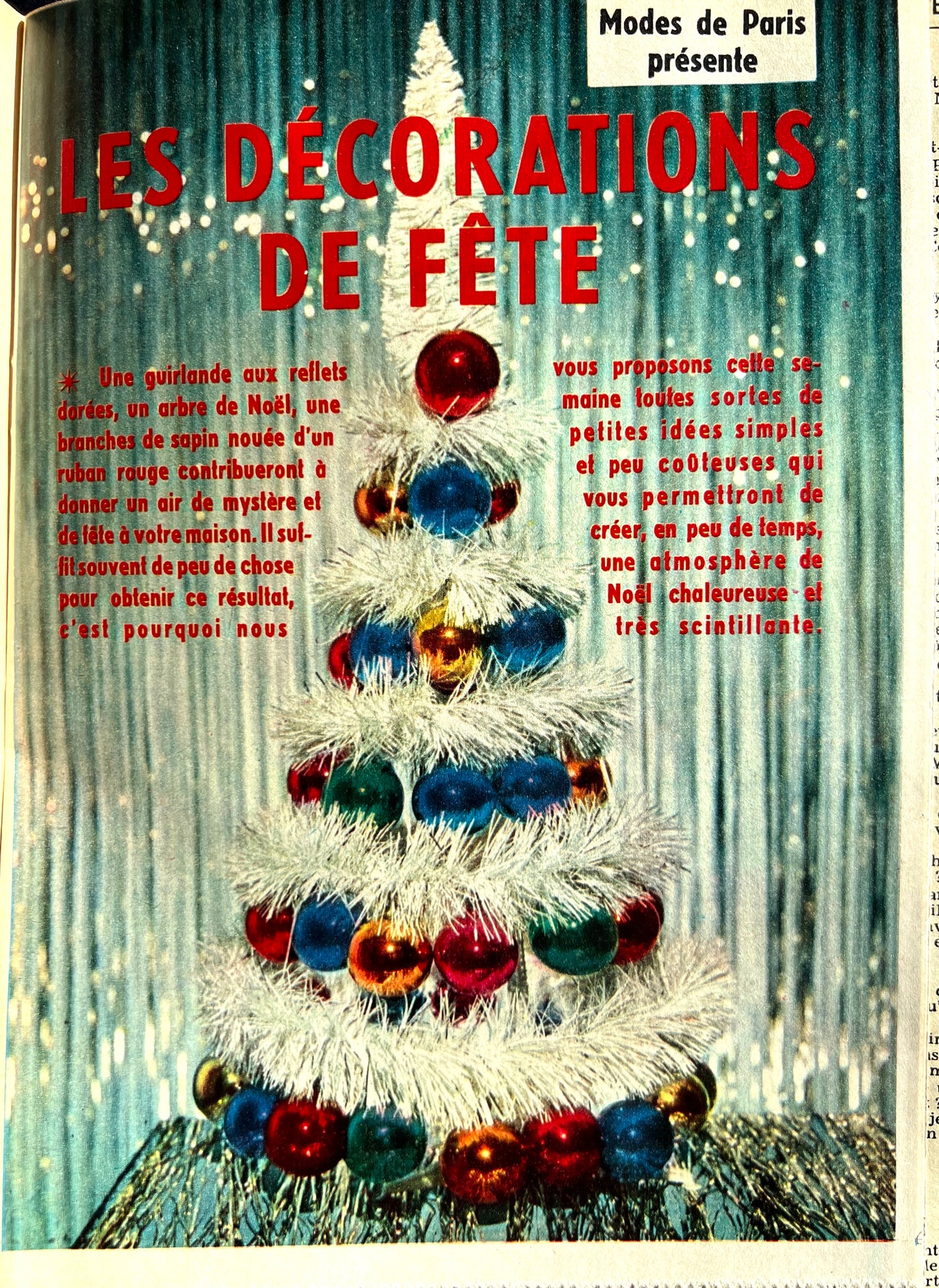 Christmas 1965  edition of French Modes de Paris incl. Christmas Decoration Patterns