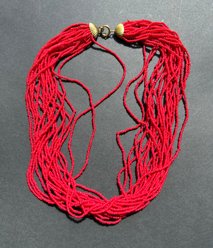 Daramatic Vintage Red Glass Bead Necklace
