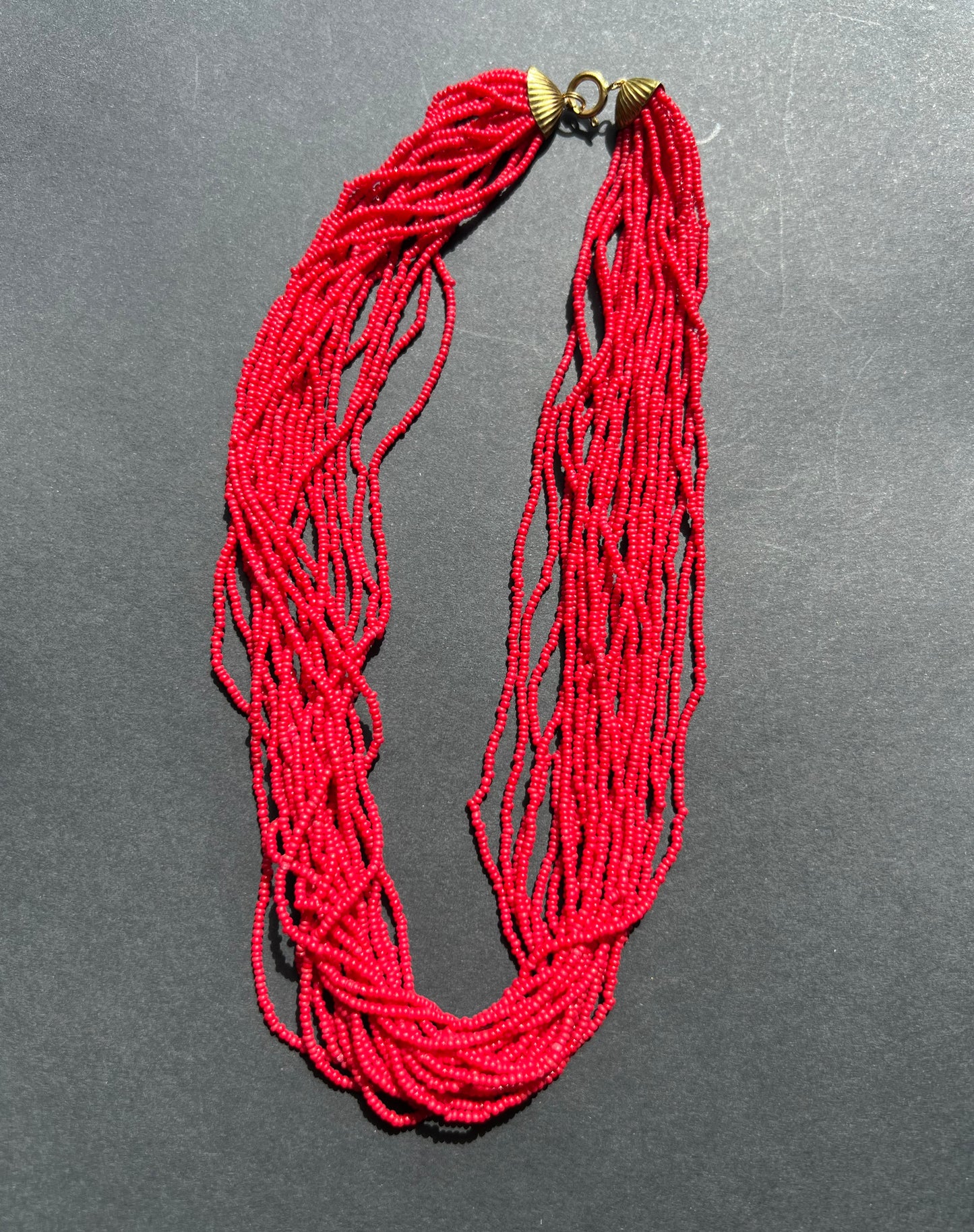 Daramatic Vintage Red Glass Bead Necklace