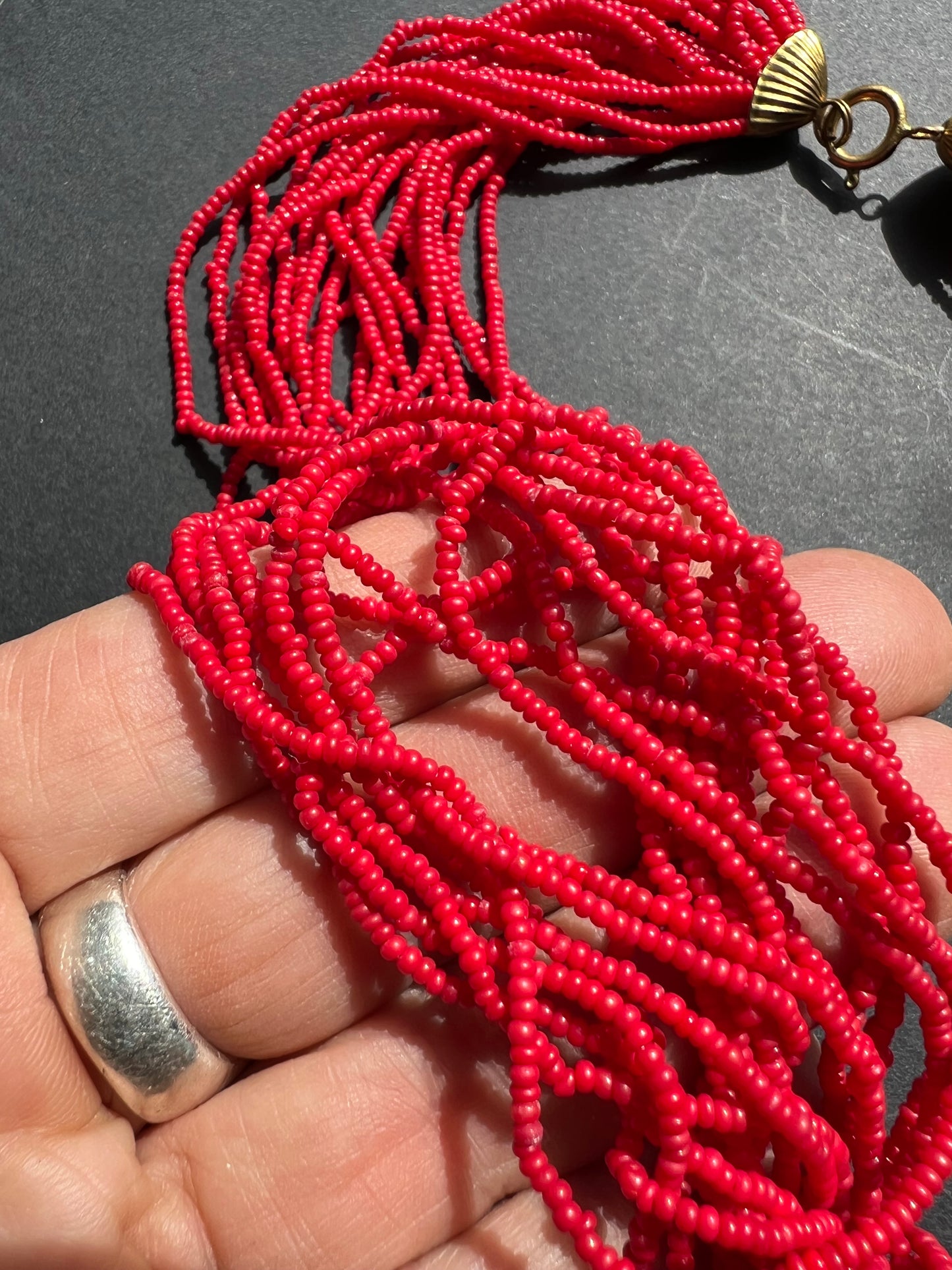 Daramatic Vintage Red Glass Bead Necklace
