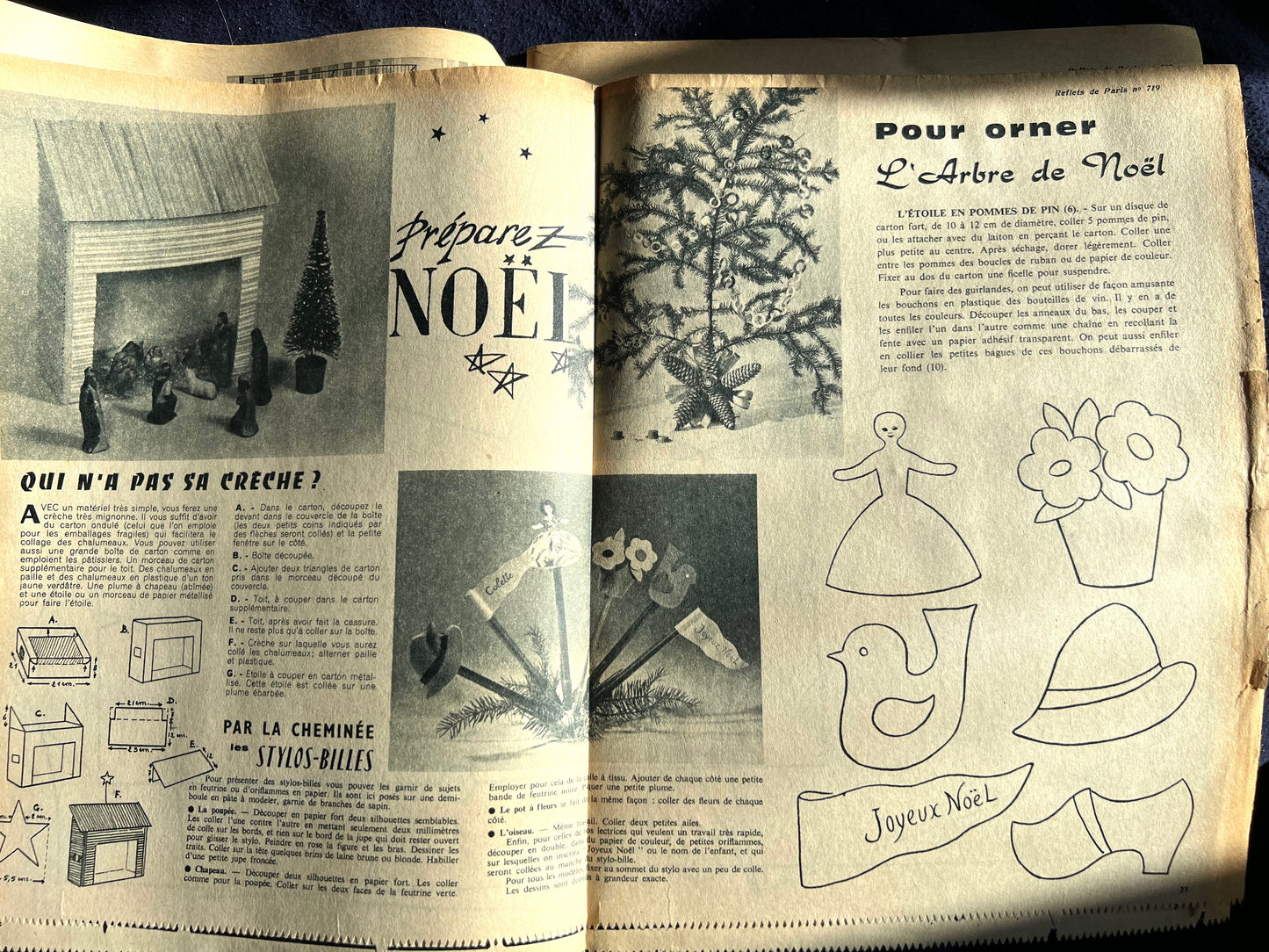 December 1960 French Reflets de Paris with Christmas Crafts and Dress Pattern