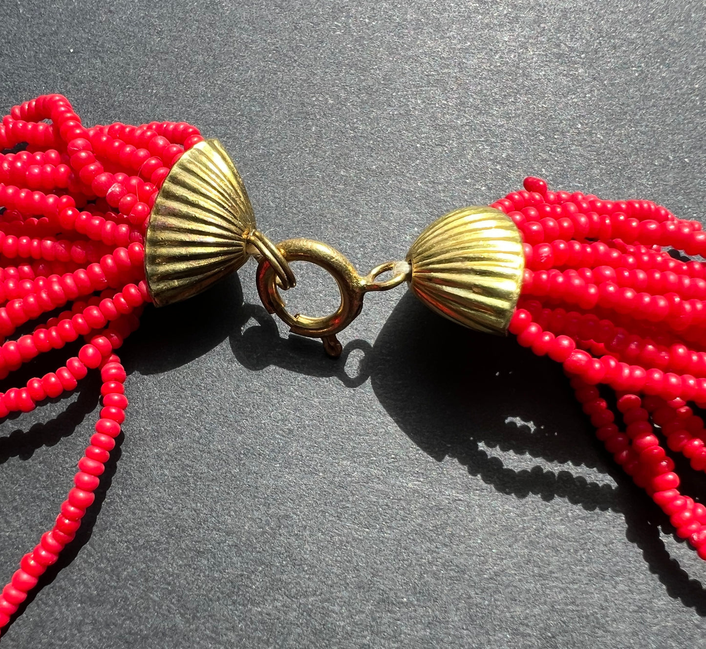 Daramatic Vintage Red Glass Bead Necklace