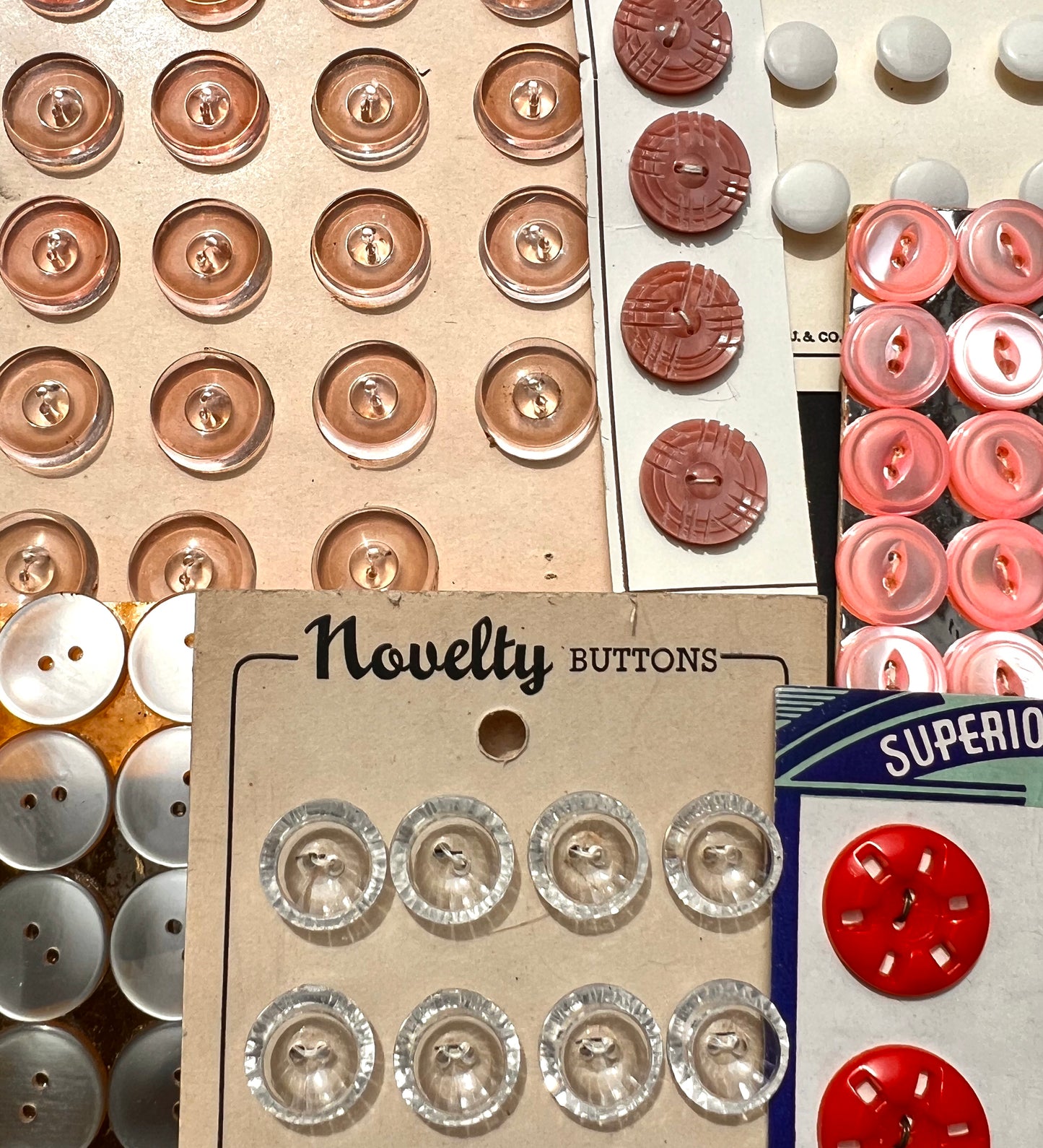 7 sheets of Vintage Buttons Lot 1