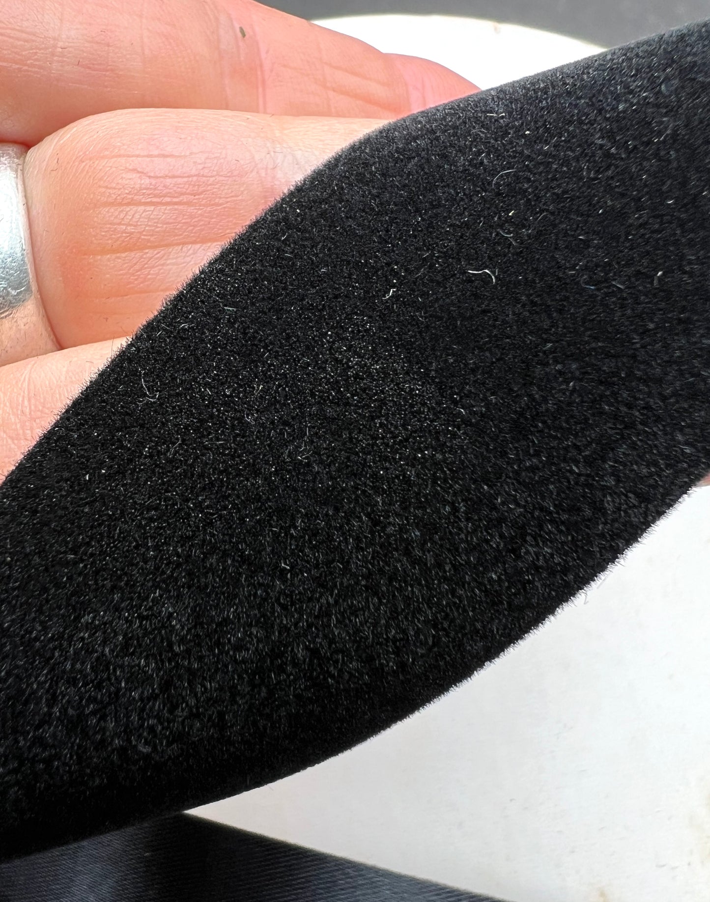 Roll of Vintage 3.5cm wide Flocked Black Tape - Probably 36 yds