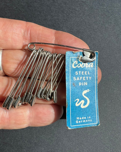 Set of 12 assorted Sizes Vintage COBRA Safety Pins