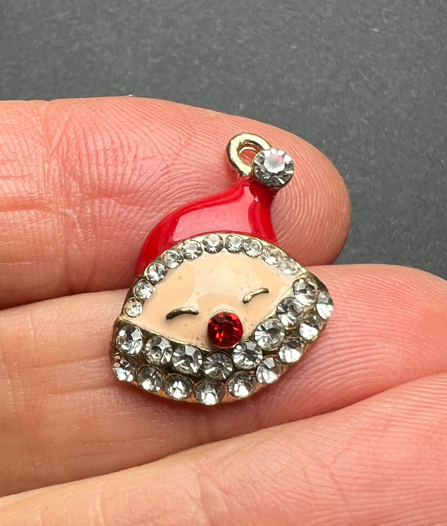 Enamel and Diamante Father Christmas Charm