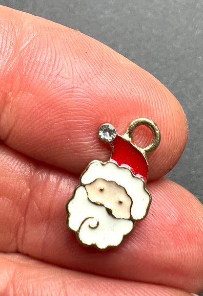 Tiny Enamel and Diamante Father Christmas Charm