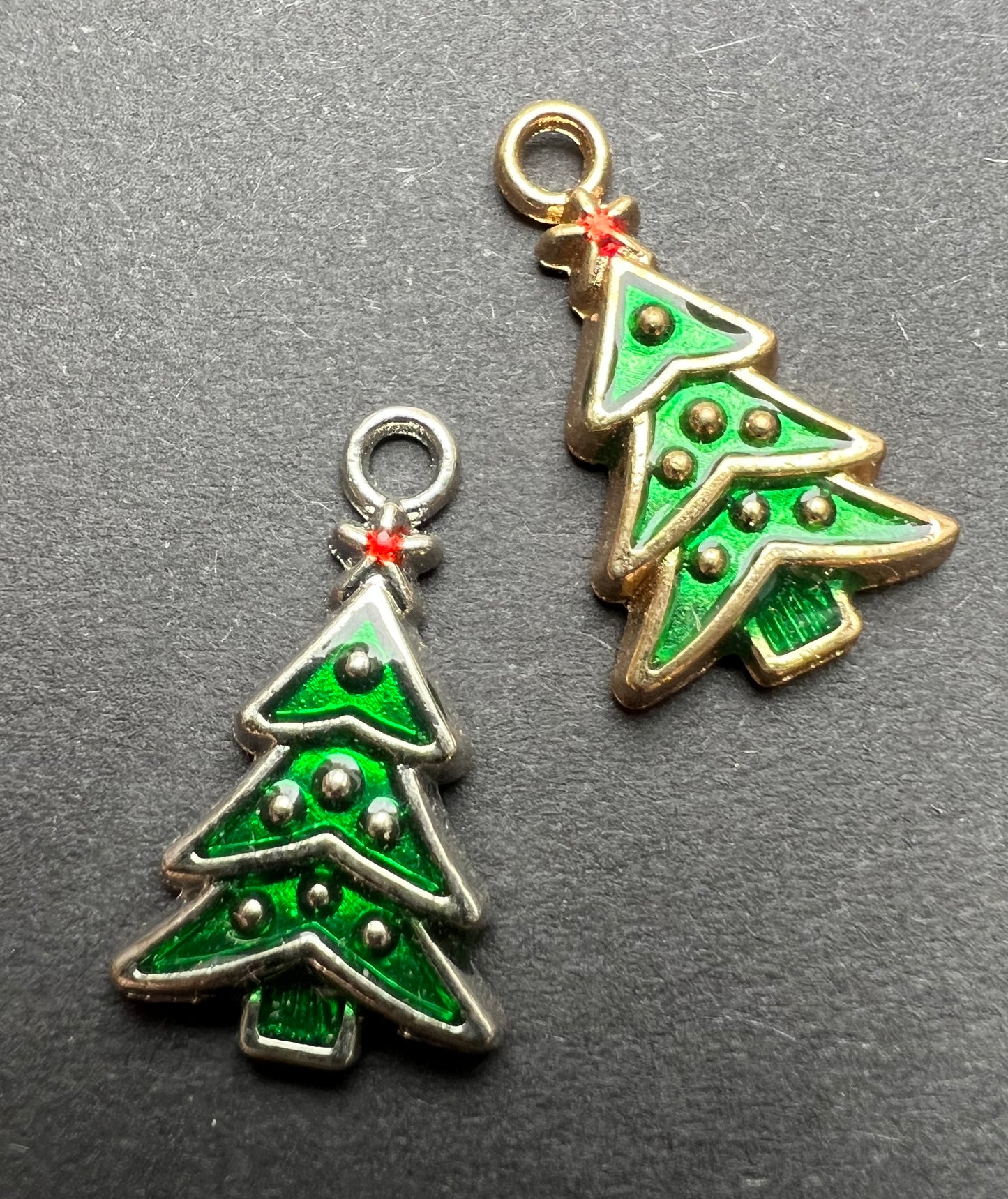 Enamel Christmas Tree Charm 2cm tall.