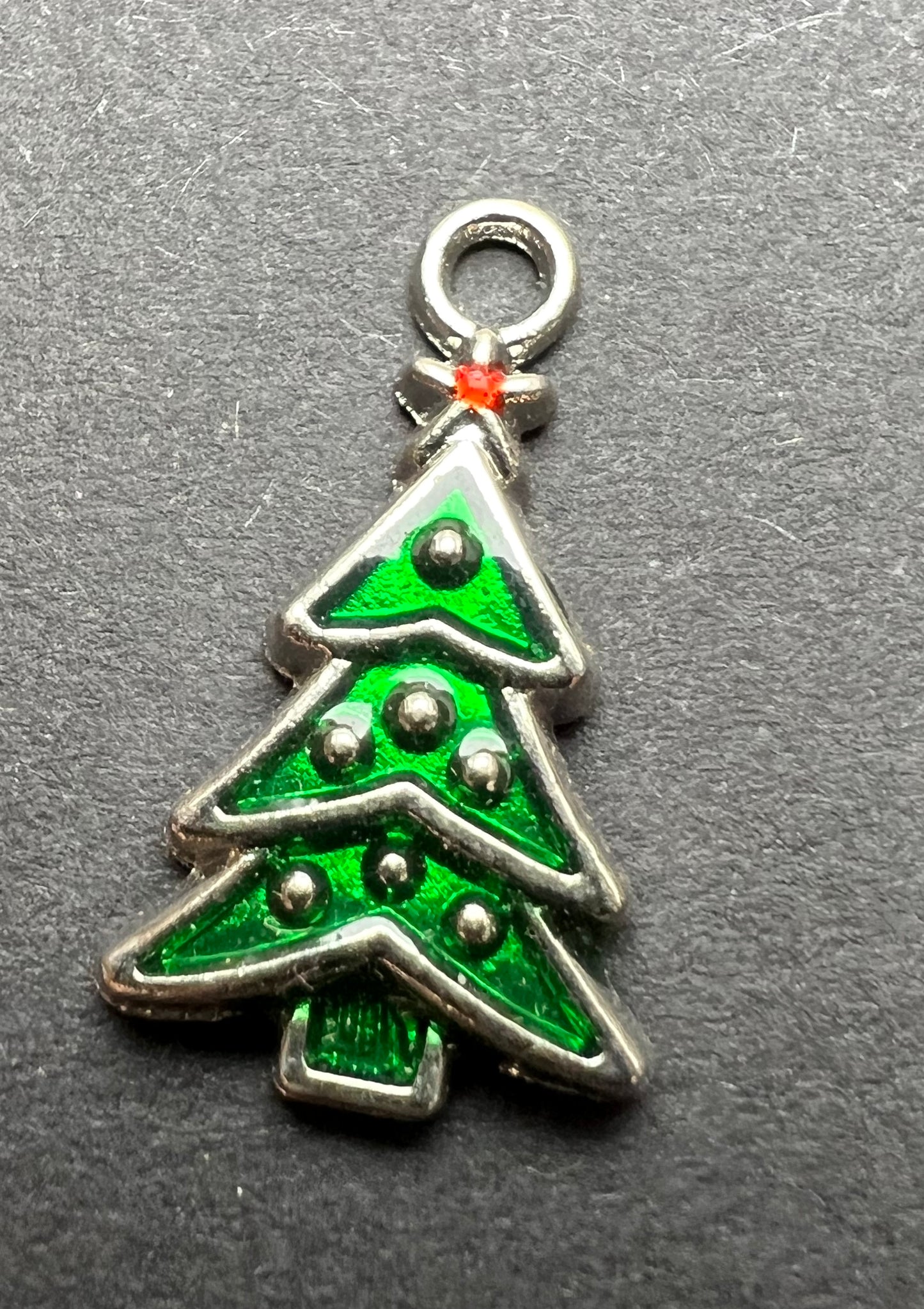 Enamel Christmas Tree Charm 2cm tall.