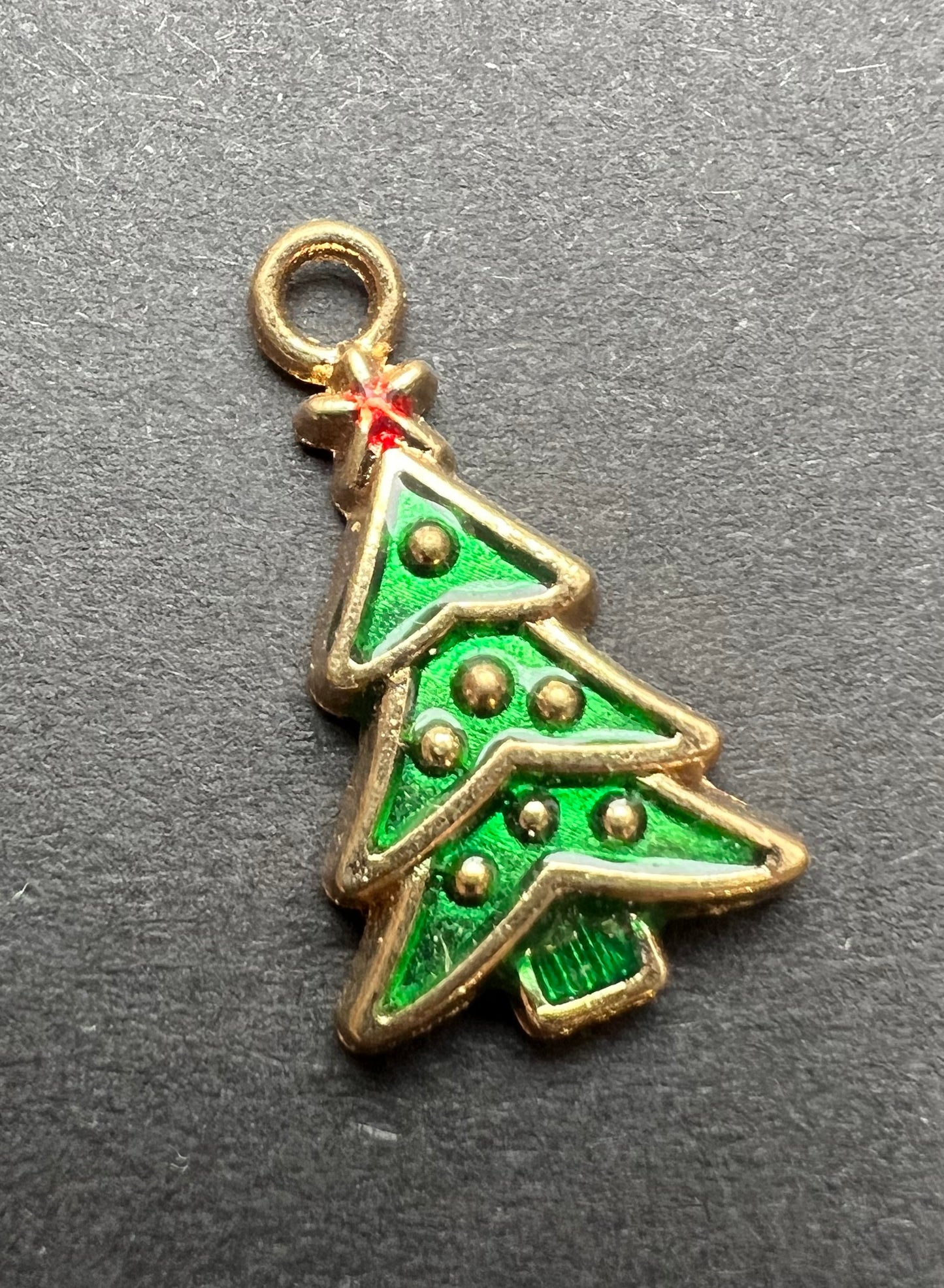 Enamel Christmas Tree Charm 2cm tall.