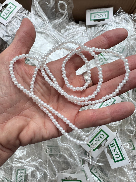 10 x 75cm Long Strands of Pearly White 3mm Plastic Beads