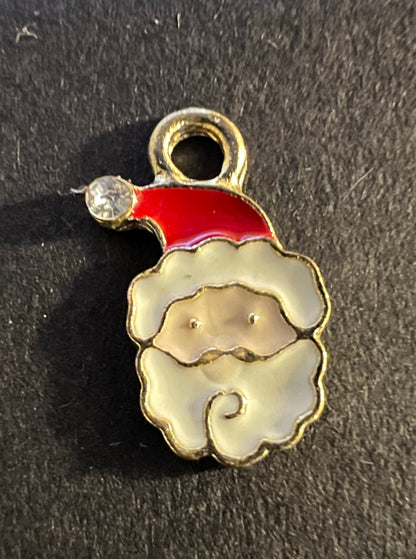 Tiny Enamel and Diamante Father Christmas Charm