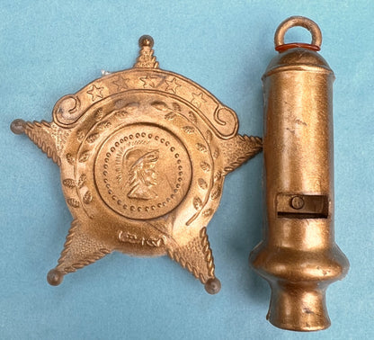 15 Vintage Police Badge and Whistle Sets