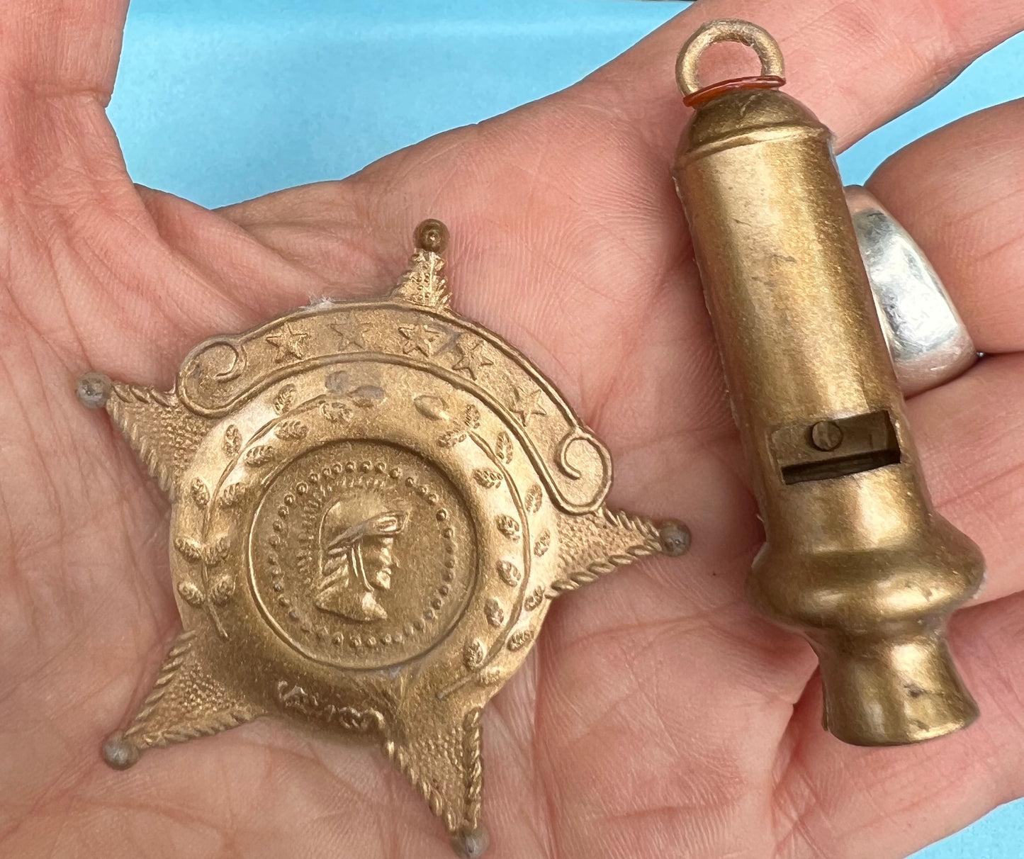 15 Vintage Police Badge and Whistle Sets