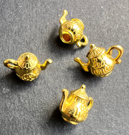 3D Gold Tea Pot 12mm Charm / Pendant or for a Dolls House