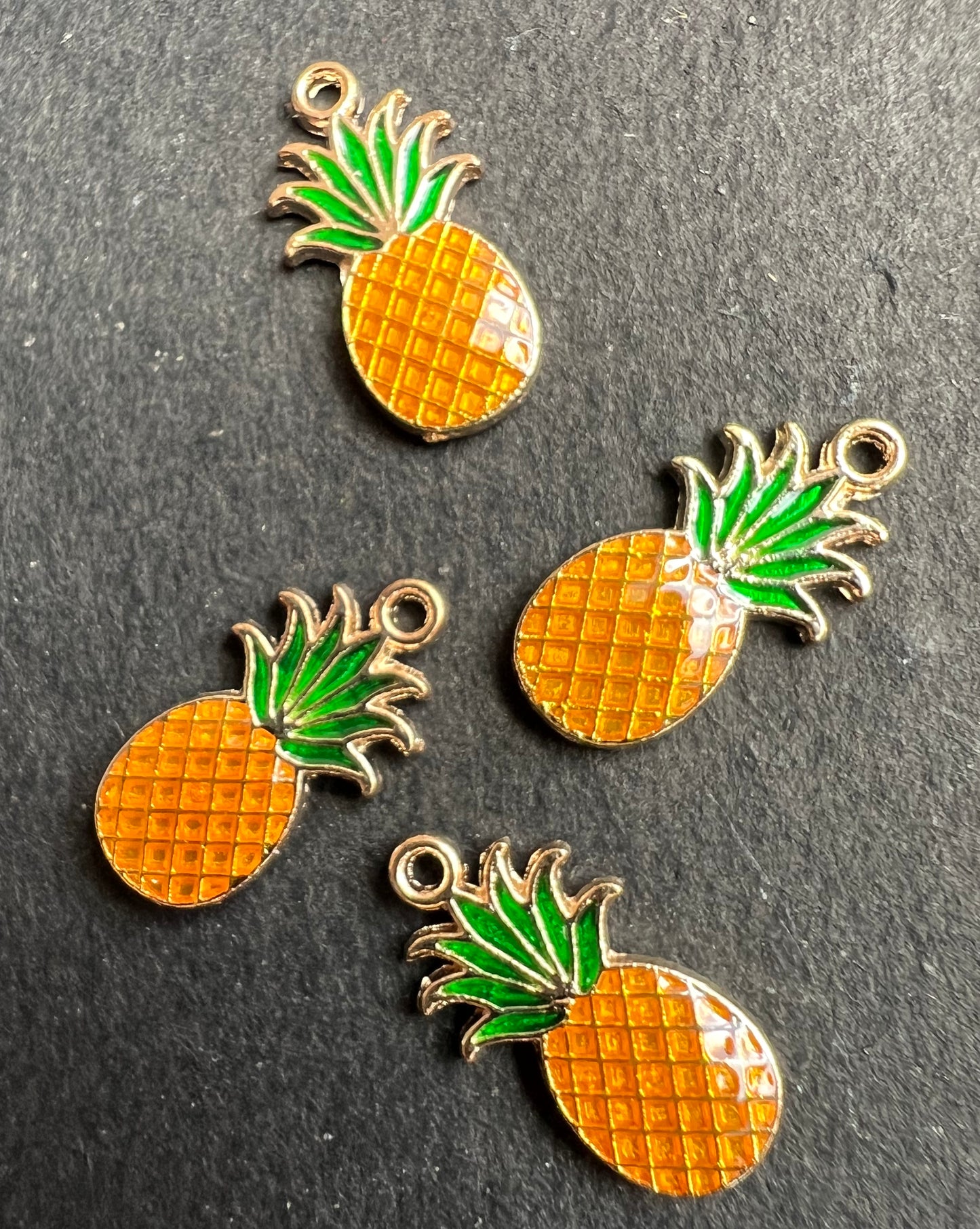 Tiny Enamel Pineapple 1.5 cm tall Charm.