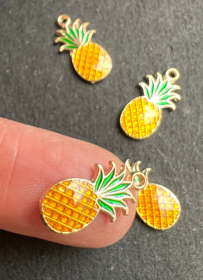 Tiny Enamel Pineapple 1.5 cm tall Charm.