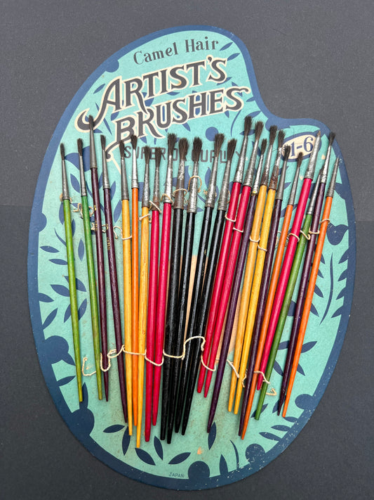 1940S ARTIST'S BRUSHES Shop Display Card Made in Japan