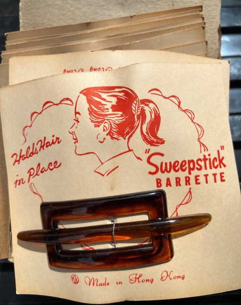 Wholesale Box of 12 Vintage Tortoiseshell "Sweepstick" Barrettes