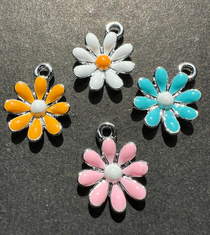 Enamel Flower Charms 1.5cm wide Charm / Pendant