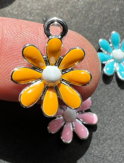 Enamel Flower Charms 1.5cm wide Charm / Pendant
