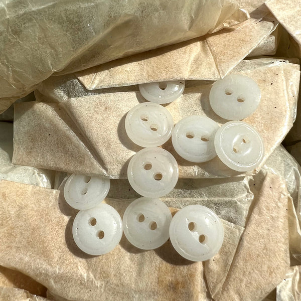 Box of 12 gross (1728) 12mm White Glass Vintage Buttons